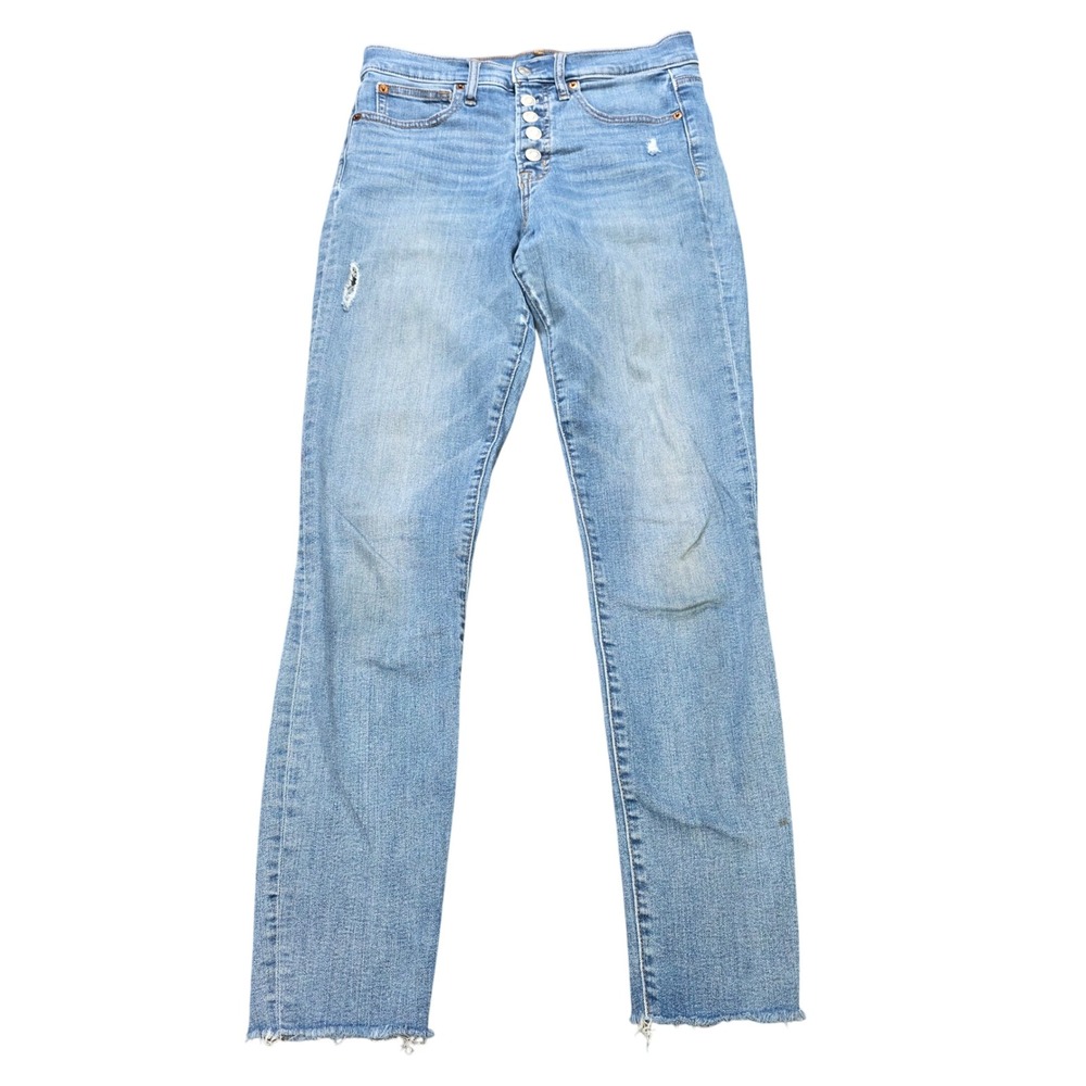 Gap Denim True Skinny Jeans Women's Size 6/28 Blue Raw Hem High Rise Distressed